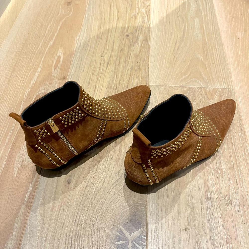 Anine Bing Brown Suede Studded Ankle Booties - Picture 3 of 6